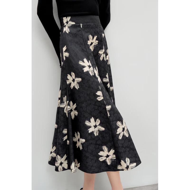 Elegant Floral A-line Midi Skirt