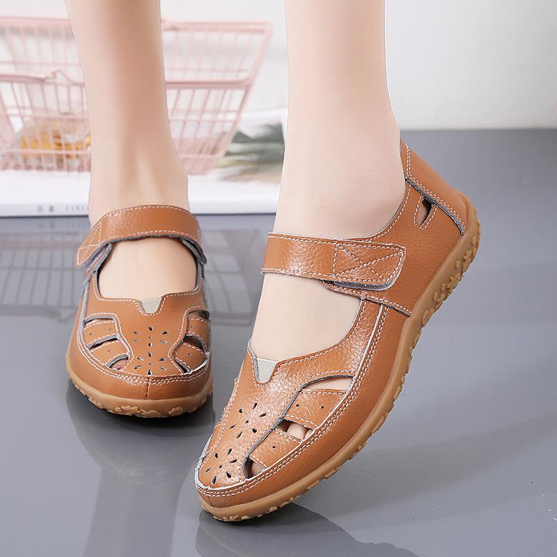 Spring and Summer New Women's Sandals Large Size Hollowed Out Women's Shoes Cave Shoes Mother Shoes Women's Single Shoes Breathable Small White Shoes