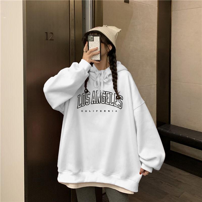 Womens Oversized Hooded Sweatshirt Letter Print Casual Fall 2026 Loose Fit Top