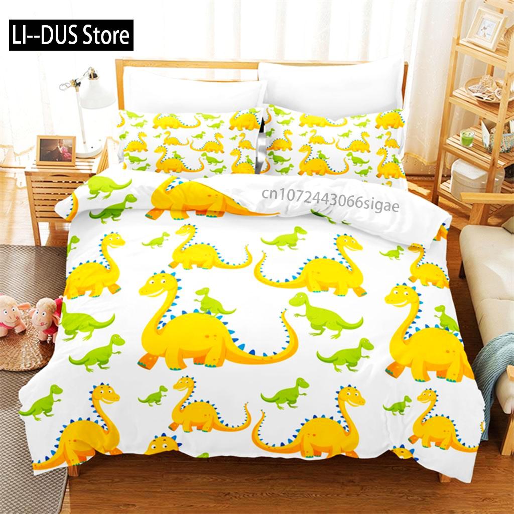 Cartoon Dinosaur Bedding Set Duvet Cover Set 3d Bedding Digital Printing Queen Size Bedding Set Fashion Design EU single(135x200cm)