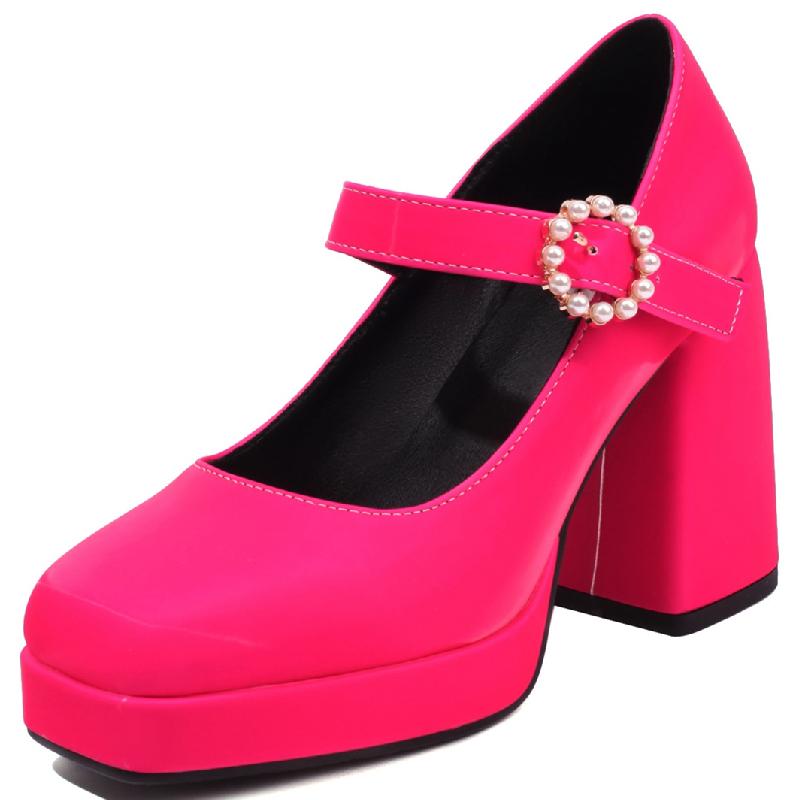 

Women s High Heels Pumps Shoes Platform Elegant 2025 Ankle Straps Black Red Blue Heeled Office Party Wedding Shoes Ladies 39 ярко-розовый