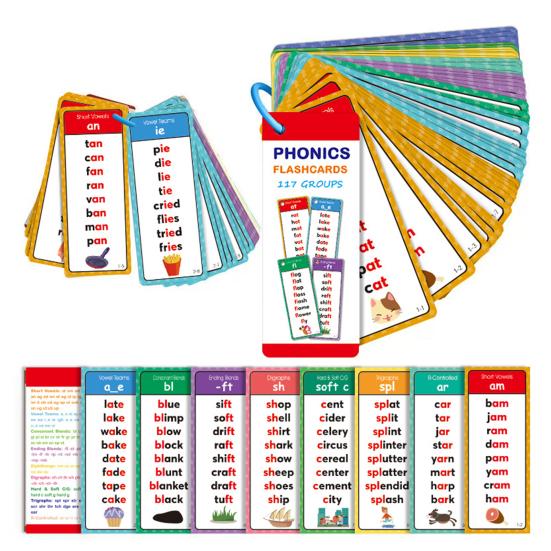 46024 Sets Phonics Word Cards 117 Sound Groups 900+ Rhyming Words Toddlers