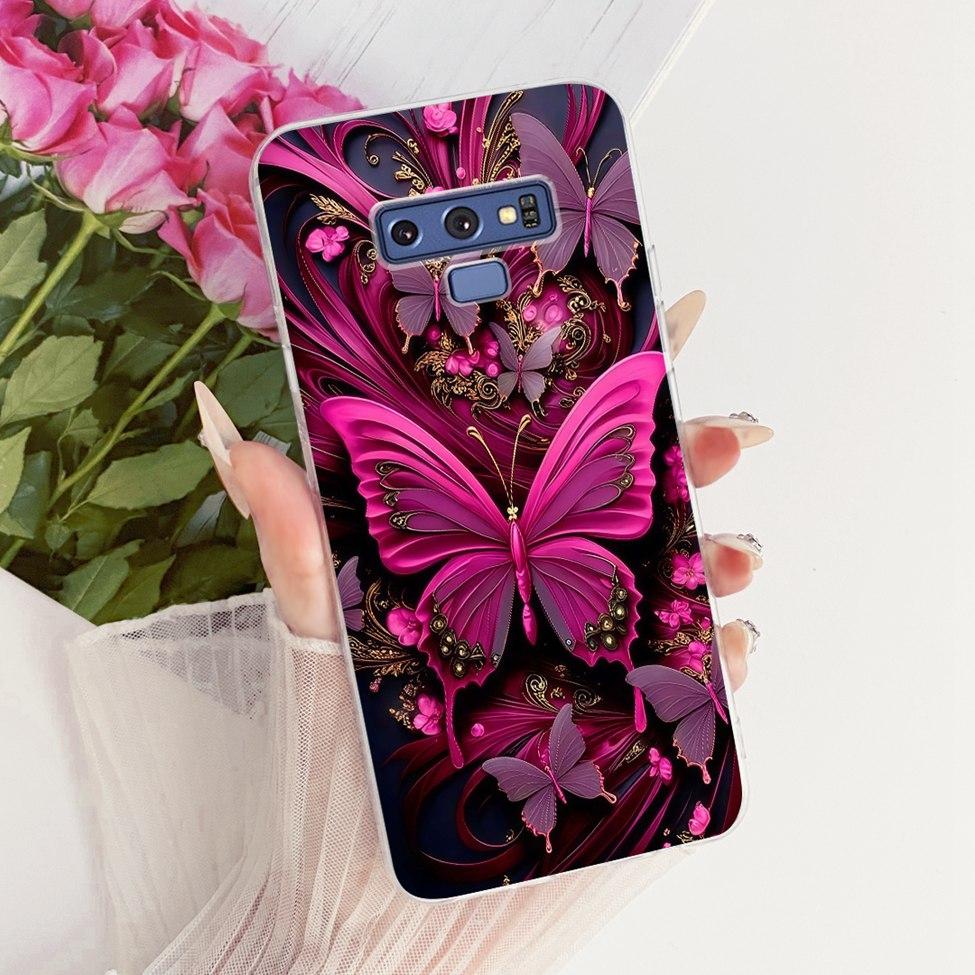 Transparent Cover For Samsung Note9 Case Cute Fashion Butterfly Funny Painted Casing For Samsung Galaxy Note9 SM-N960F SM-N9600
