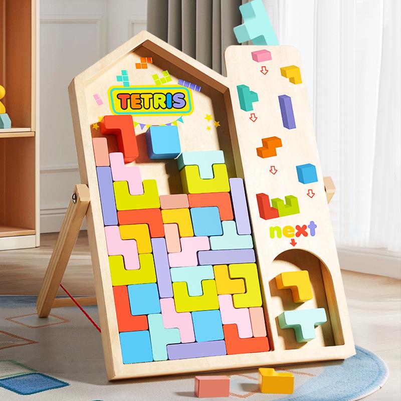 3D Stereoscopic Tetris Puzzle Blocks: Multi-functional Wooden Board Game for Parent-Child Interaction.