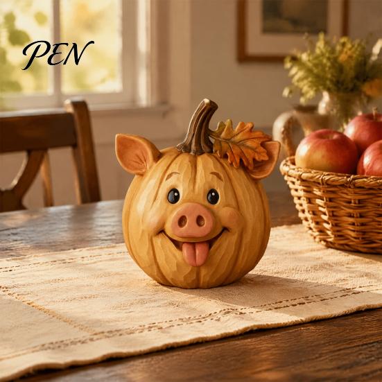 Whimsical Autumn Window Displays Artificial Pumpkin Decor, Cute Animals Decorative Pumpkins, Thanksgiving Resin Pumpkins Animal Figures for Fireplace