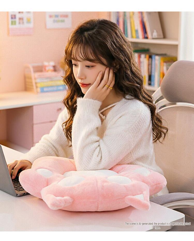 Cute Cat Paw Seat Cushion & Plush Toy for Office or Living Room - Ideal Birthday Gift
