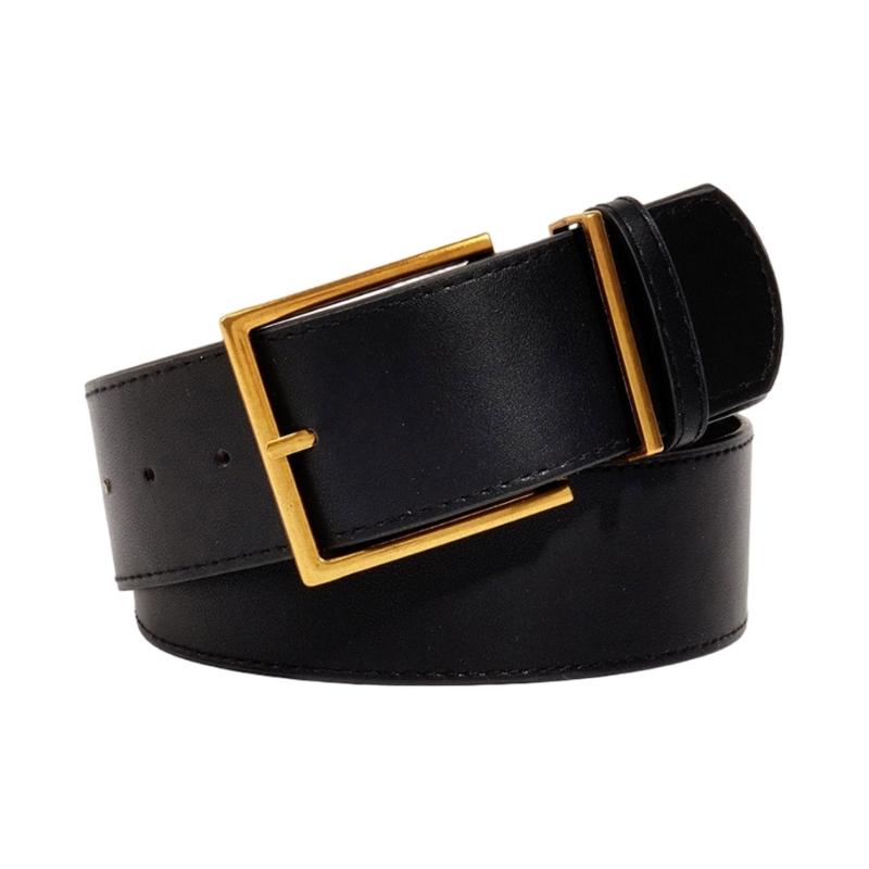 Vintage Wide Waist Belt Big Buckles Leather Strap Ladies Dress Waistbands for Jeans and Dresses