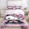 3pcs Pink Flowers & Hello Kitty Printed Bedding Set, Soft and Comfortable Quilt Cover for Bedroom, Guest Room (Not Included).S070