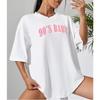 90s Baby Creativity Letter Cotton TShirts for Women Funny Oversize Tops Street Hip Hop Clothing Allmath Female Short Sleeve