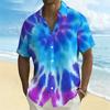 Women Short Sleeve Shirt Black Base With Multicolor Paint Splash Abstract Print Lapel Button Up Top