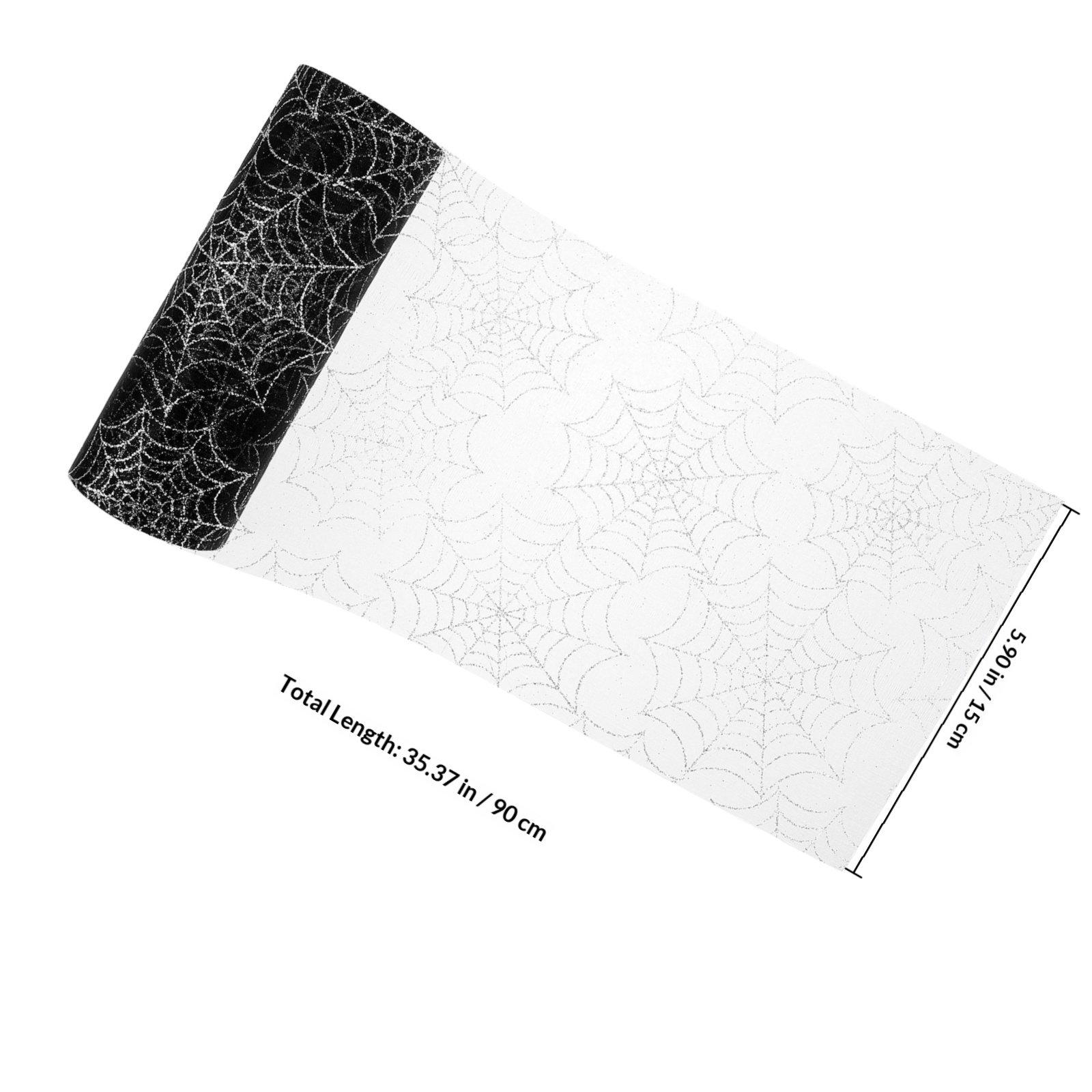 

Organza Spider Web Ribbon Halloween Decoration Soft Mesh Fabric Spooky Craft Gift Wrap Glitter Cobweb for Party Outdoor чёрный