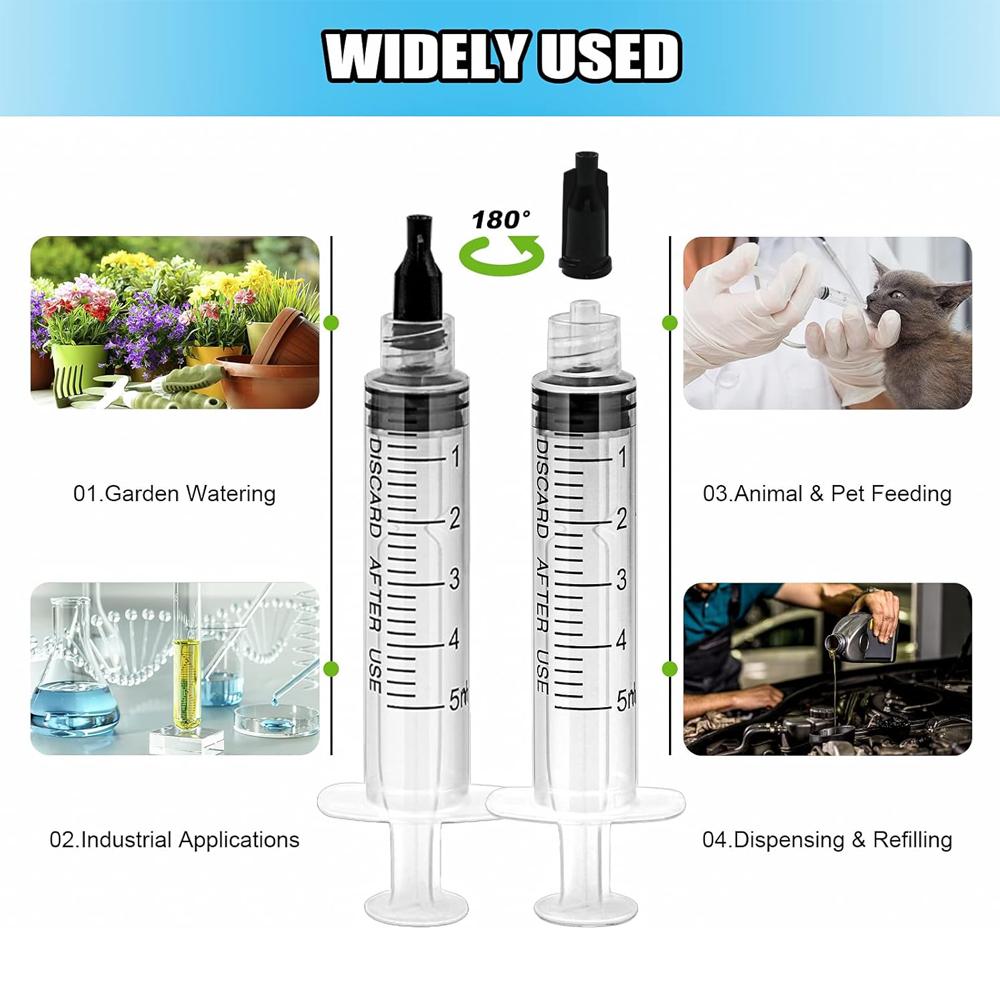 100PCS 5ml Sterile Luer Lock Syringe with Cap, Individually Wrapped, for Liquid Glue, Epoxy, Resin Dispensing