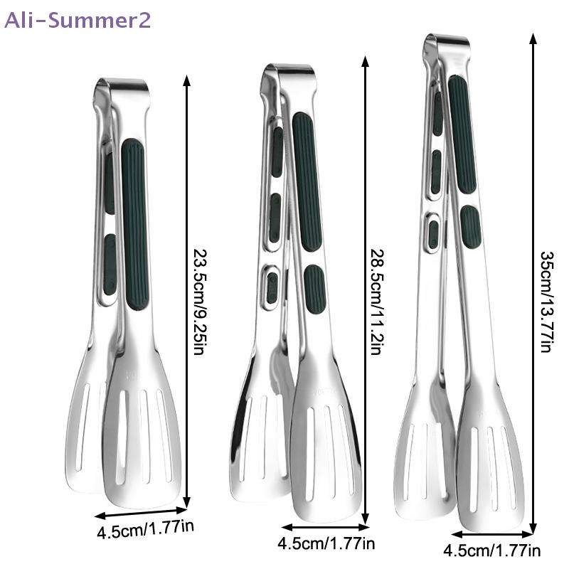 {Summer2} 9/12/14" Non Slip Stainless Steel Food Tongs Meat Salad Bread Clip Barbecue Grill Buffet Clamp Kitchen Cooking Tools