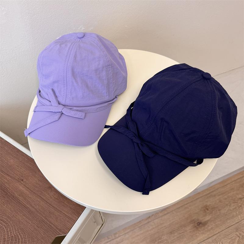 Ins niche sweet bow baseball cap children wide brim sunshade light breathable face small cap