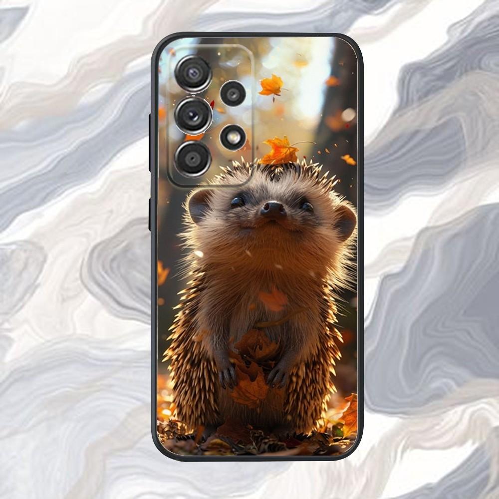Süße Cartoon-Igel-Handyhülle für Samsung S25,S24,S21,S22,S23,S30,Ultra,S20,Plus,Fe,Lite,Note,10,9,5G Schwarze Hülle
