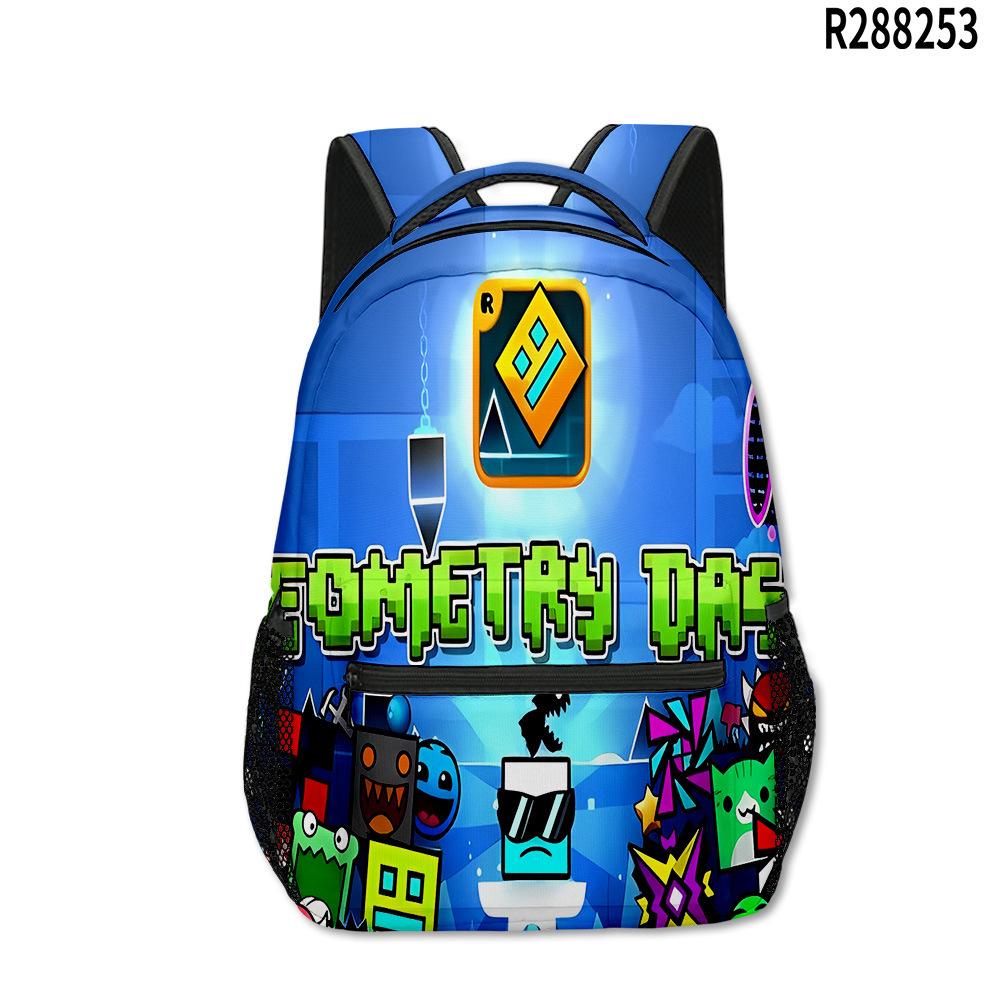 Zaini Hip Hop Kpop Giovanili per la Scuola Unisex Geometry Dash Borse da Viaggio Stampa 3D Oxford Impermeabili Zaini a Spalla per Quaderno