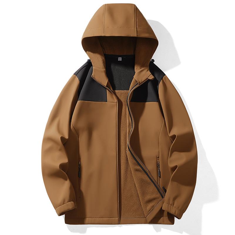 New Autumn and Winter Outdoor Soft Shell Jacket Fleece Thickened Windproof Waterproof Warm Jacket Sports Jacket Baseball Jacket