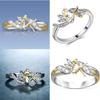 Exquisite Fantasy Flower Fairy Elf Cubic White Gold Plating Two-toned Wedding Ring Jewelry For Women