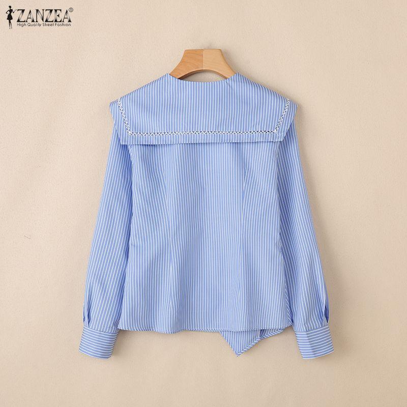 ZANZEA Women V-Neck Casual Long Sleeve Stripe Blouse