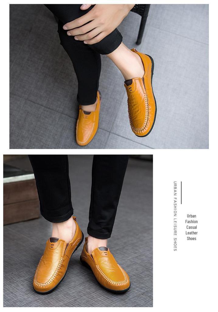 Men's Soft Sole Leather Slip-On British Style Driving Shoes, Big Size, Trendy & Versatile.