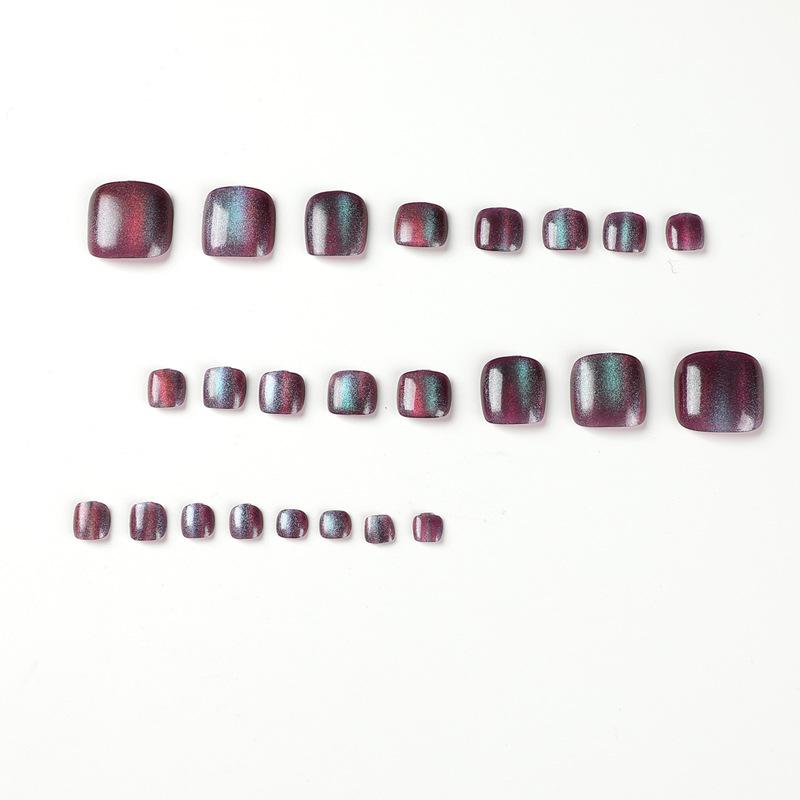 24Pcs/Set Quick Nails Opal Toenails False Nials Sticker Wearable Waterproof Manicure Finished Nails