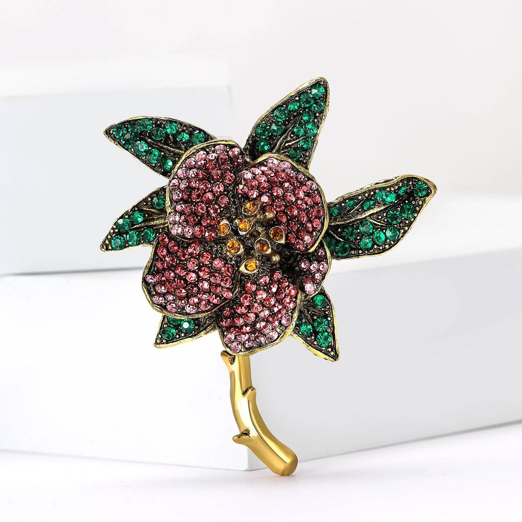 Luxury Rhinestone Orchid Brooches for Women Unisex Plant Flower Pins Event Party Gifts Backpack Decoration Clothes Accessories
