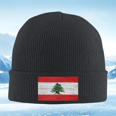 Cedar Tree Emblem Flag Wooden Unisex Women Unisex Knitted Hat Beanie Pullover Cap Winter Thermal Warm Christmas Outdoor Cyclin