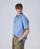 Geonjiulleunseu Chambray Work Short Sleeve Shirt - Light Blue