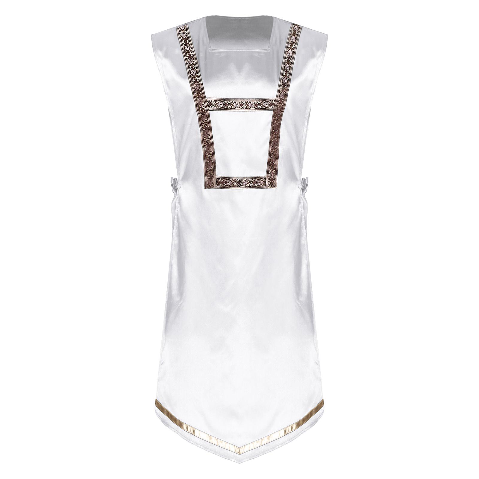 

Mens Praise Dance Vest Sleeveless Chic Trim Design Side Lace-up Satiny Tank Top Liturgical Dance Wear M