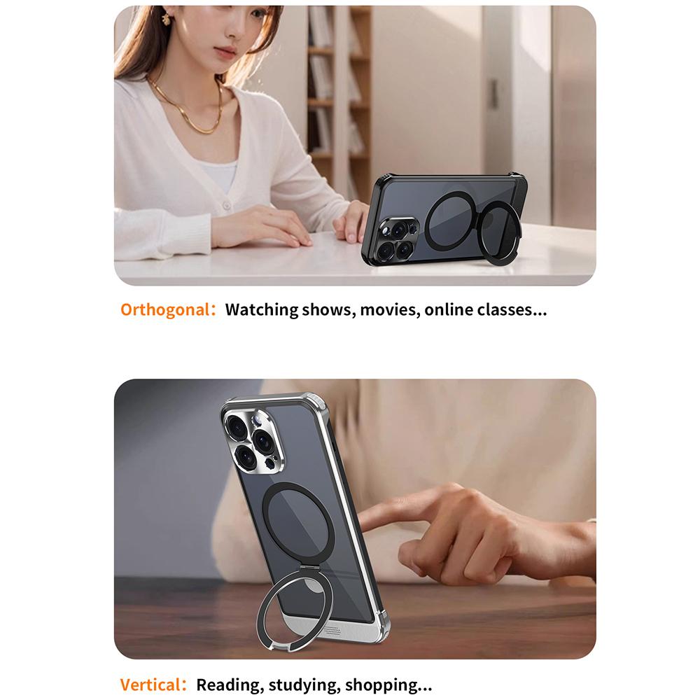 For iPhone 14 Pro Max Magnetic Case Aromatherapy Acrylic+Aluminum Alloy Kickstand Cover