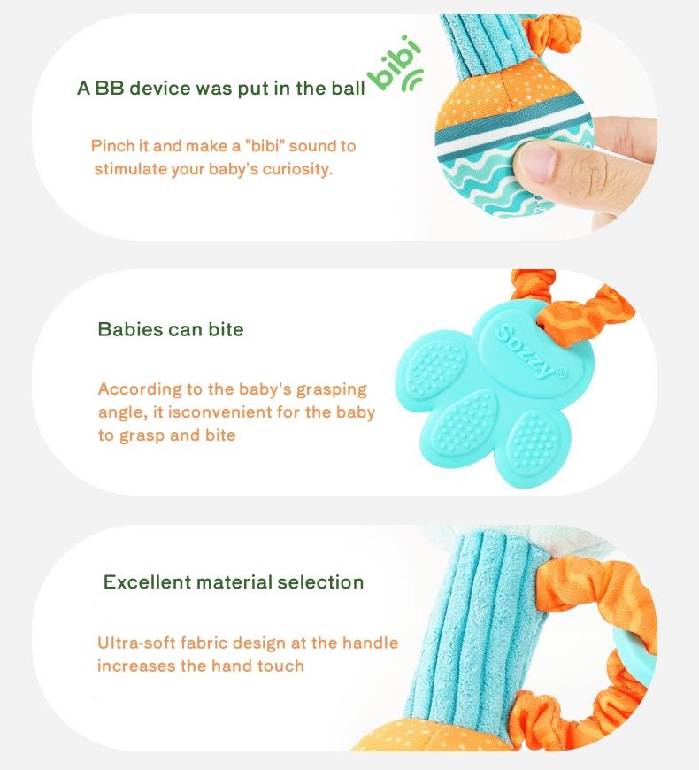 Babyrasseln Weiche Handgreif-Sensorik-Rassel Beißringe für BabysSensorisches Plüschtier für 0 12 Monate Neugeborenen-Spielzeug Geschenke