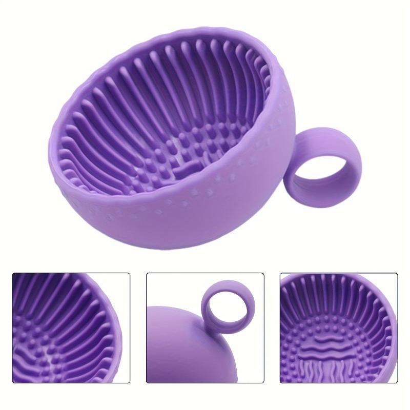 Silicone Makeup Brush Cleaner Bowl - 1pcs Unscented Brush Cleaning Mat with Scrubber Pad for Eyebrow, Blush, Facial & Eye Brushes