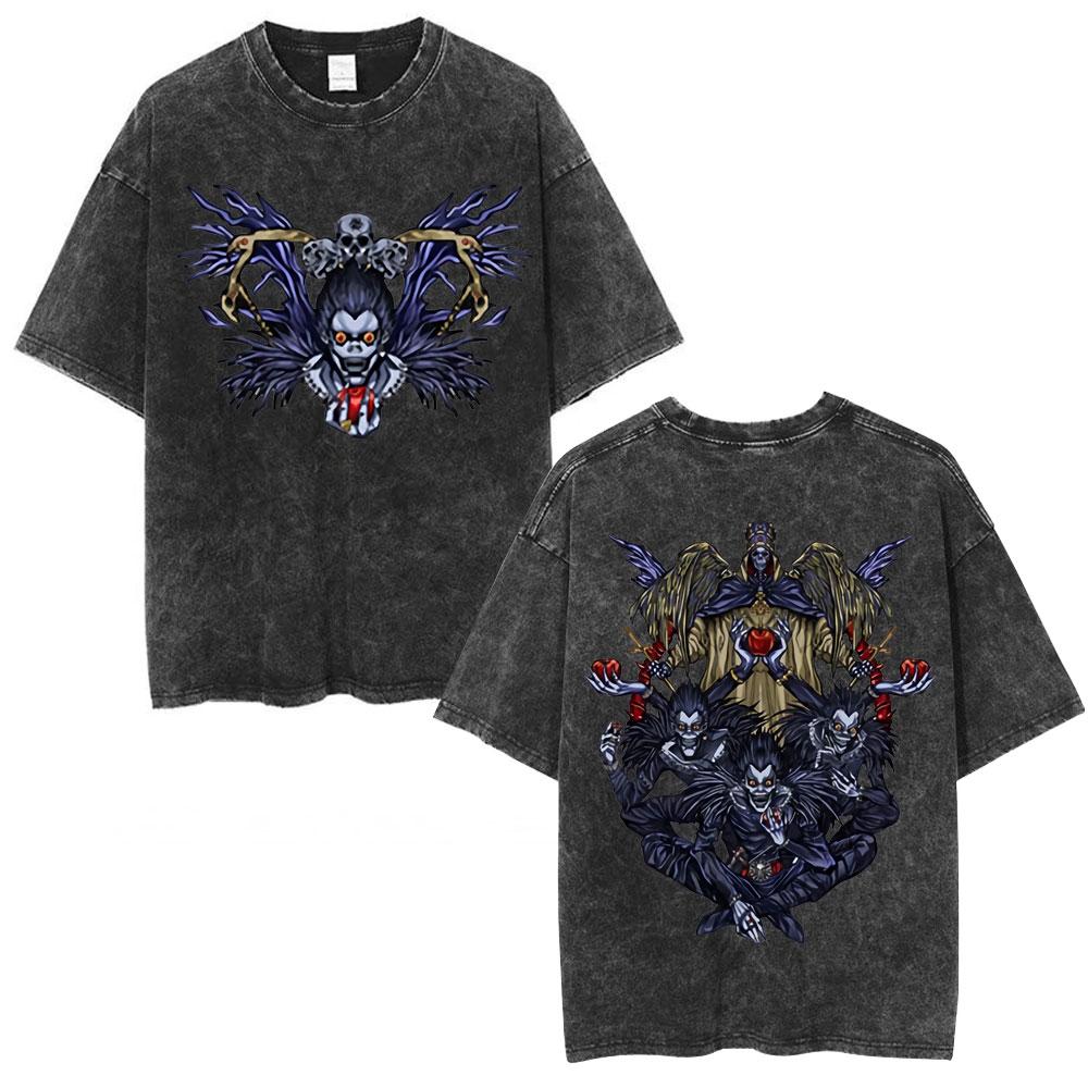 Anime Death Note Vintage Washed T Shirt Manga Yagami Light Misa Amane Graphic Tshirt Male Women Fashion Cotton Casual T Shirts