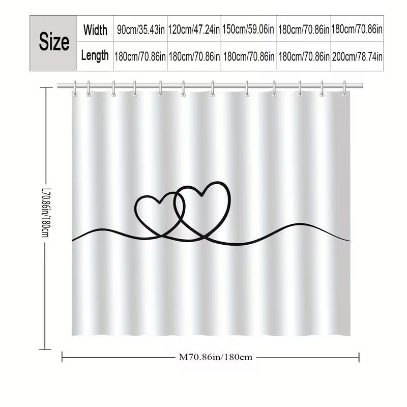 

Vikama 1 Piece Double Heart Design Shower Curtain, Suitable For Home Bathroom Decoration, Bath Curtain, Bathroom Stall W60H190(CM)-1 Pcs