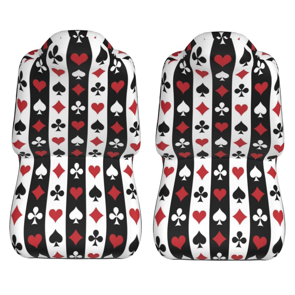 Poker Red Black Print 2pcs Car Seat Covers Suitable for Women and Men Universal Car Front Seat Protector Suitable for Cars SUV