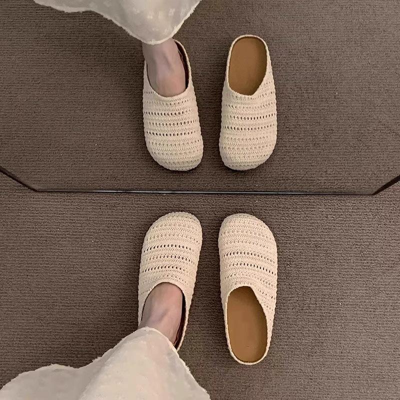 Hand-woven hollow breathable bag head half slippers women's summer sandals women's hole shoes platform women's shoes