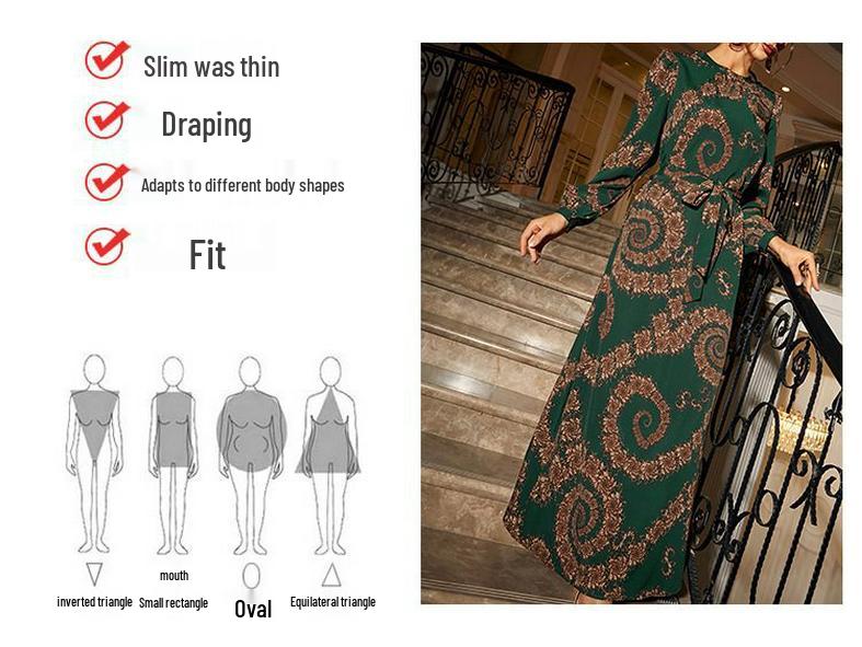 2025 Middle Eastern High-End Dubai Style Retro Long-Sleeve Vacation Dress