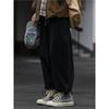 Spring and summer thin retro basic overalls men's and women's loose casual straight-leg pants solid color tied casual pants