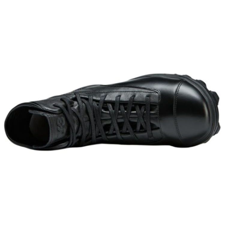 Y-3 Leather Comfortable Versatile Breathable High-Top Lifestyle Casual Shoes Unisex Casual Shoes Black IE5662
