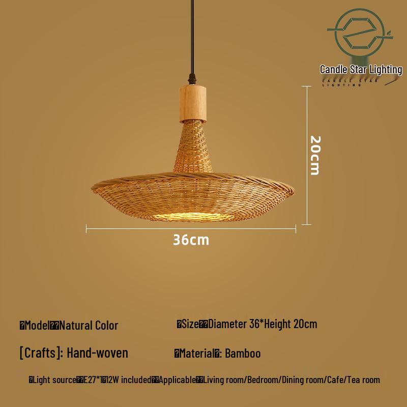 Zen Style Bamboo Rattan Pendant Light for Tea Rooms and Restaurants