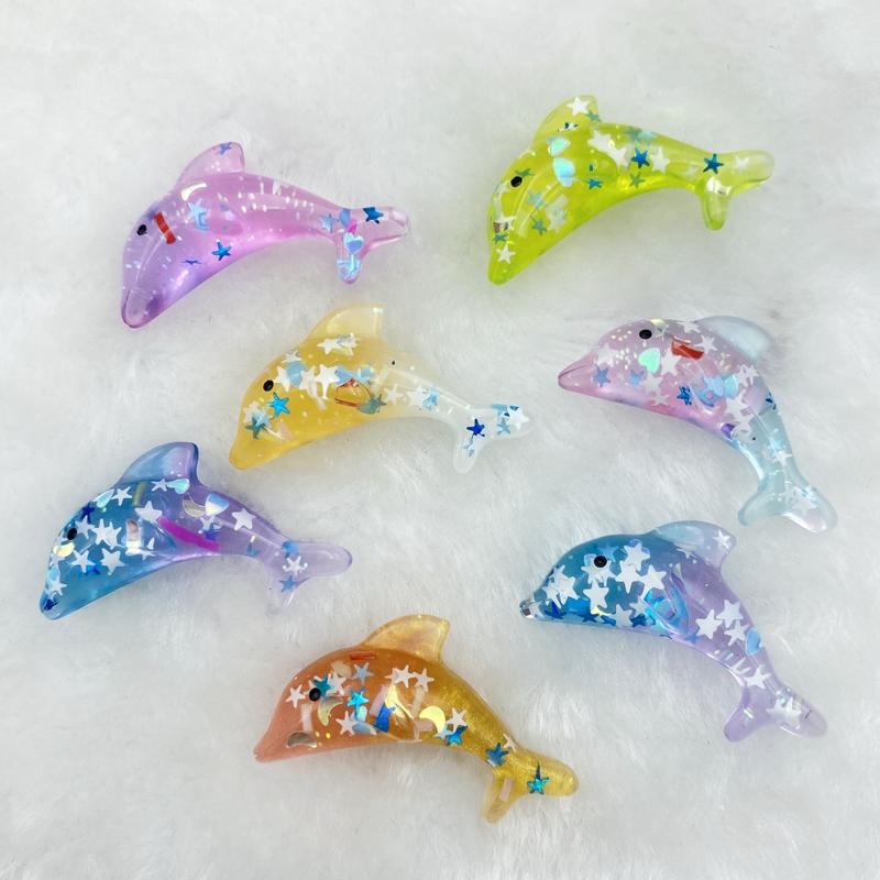 New pattern 12Pcs/lot Cute Resin Dolphin rhinestone Miniature Figurine DIY Kids Hair Bow Accessories Scrapbooking Craft