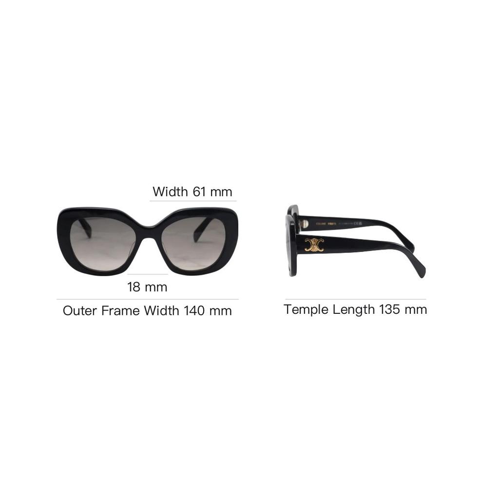 Celine Triomphe 06 Square Sunglasses Women Sunglasses Black CL40216 U-01F
