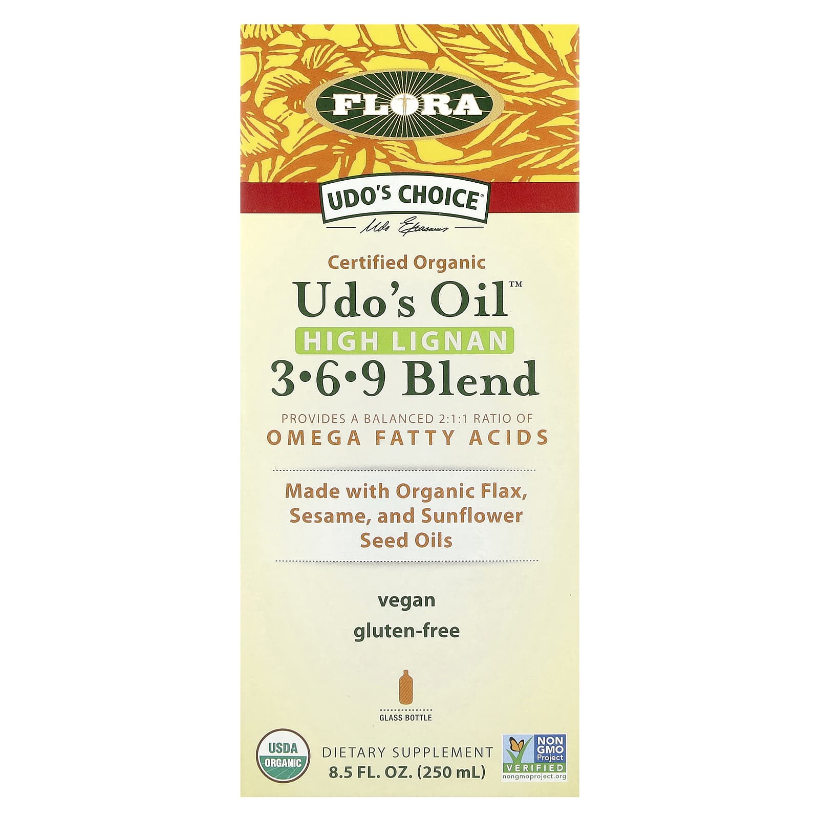 

Udo S Choice, Organic Udo S Oil 3-6-9 Blend, High Lignan, 250 Ml (8.5 Fl Oz)