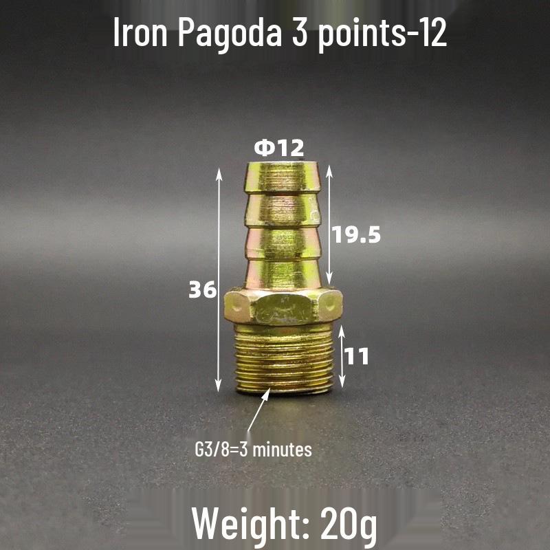 Iron-Plated Threaded Pagoda Hose Connector - Fits 1/2, 3/4, 3/8, 1/4, 1 Inch