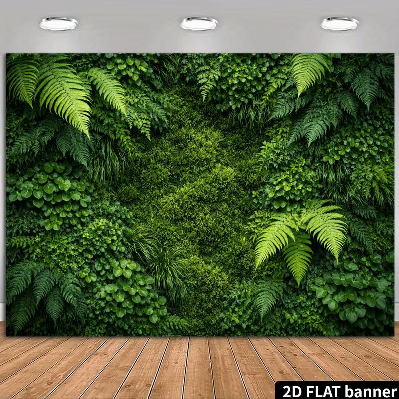 

2D Tropical Green Backdrop Moss & Fern Themed Party Background Banner 47.2x31.5inch/120*80cm