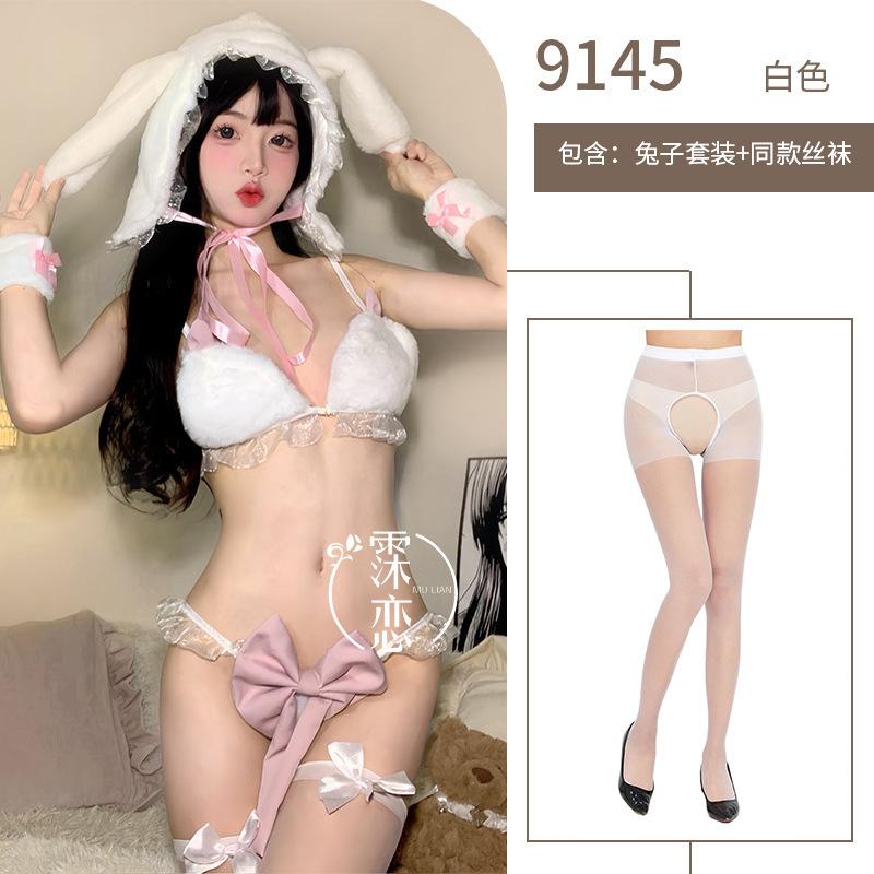 Sex Underwear Sexy Plush Hooded Rabbit Uniform Three-point Temptation Sex Clothes Set Free