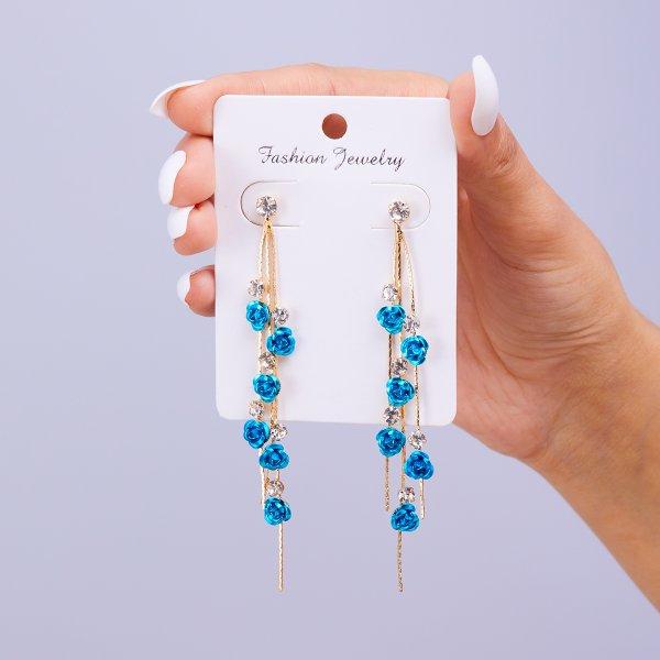 Nieuwe mode sieraden rode roos druppel oorbellen vrouwen vintage strass bloemen bungelen oorbellen bruiloften verlovingsfeest sieraden