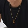 Men's Fashion Minimalist Natural Tiger Eyes Stone Necklace, Stainless Steel Geometric Pendant Necklace, Punk Vintage Jewelry