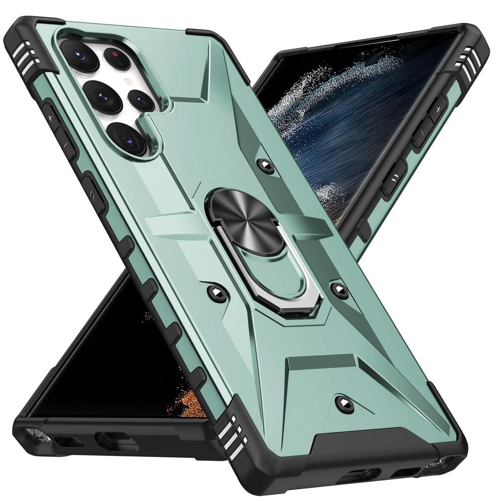 For Samsung Galaxy S22 S23 S24 S25 Ultra Plus A14 A34 A54 A15 5G Shockproof Heavy Duty Armor Phone Case Cover Ring Kickstand