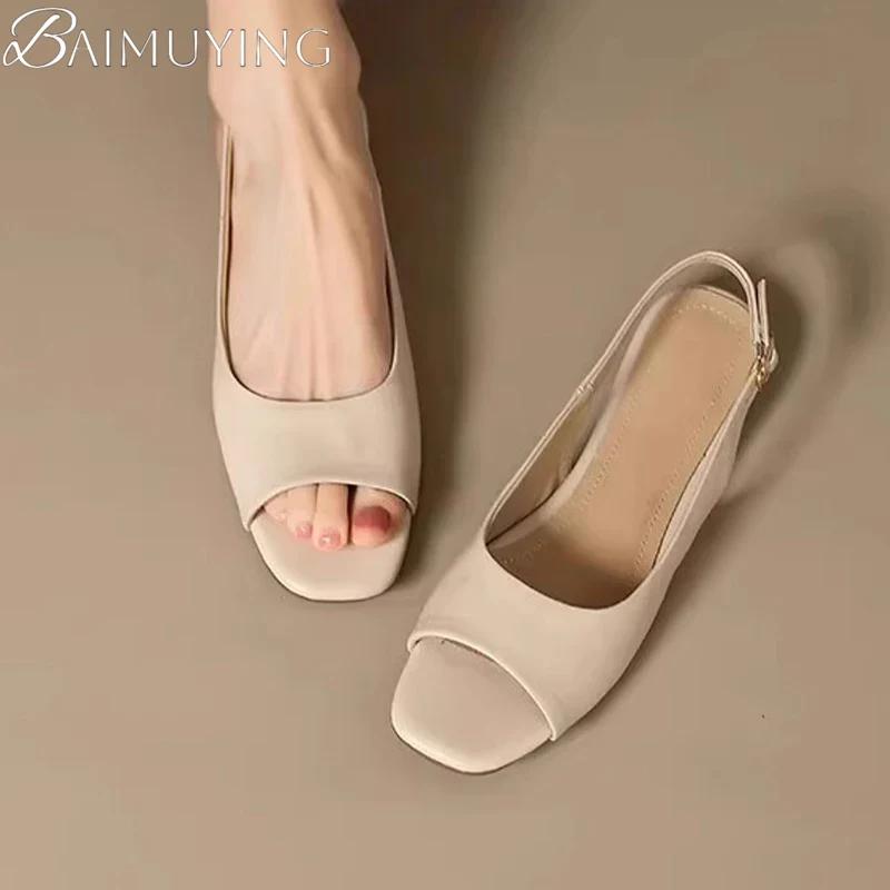 Women Flats Sandals New Casual Summer Shoes Open Toe Slippers 2025 Elegant Square Toe Woman Shoes Slingback Sandalias